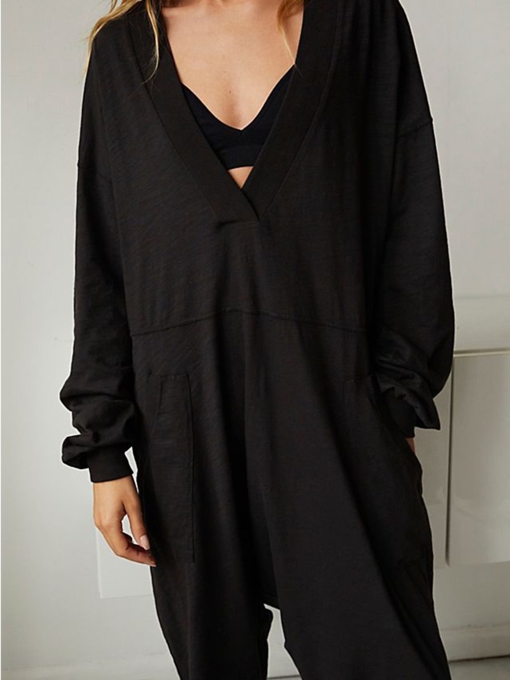 Free People Black V‑Neck Swim Coverup Romper - Picture 4 of 9